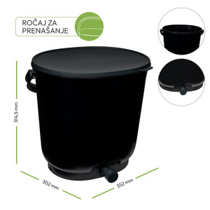 ORGANKO Essential bokashi kompostnik brez podstavka (15,3 L), črn