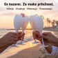 Nazdravljanje z belimi Tritan kozarci za penino ob sončnem zahodu na plaži