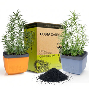 Set za gojenje zelišč Herbs Buddy z zemljo Urban Gardening Erde in Biochar dodatkom za boljšo rast.