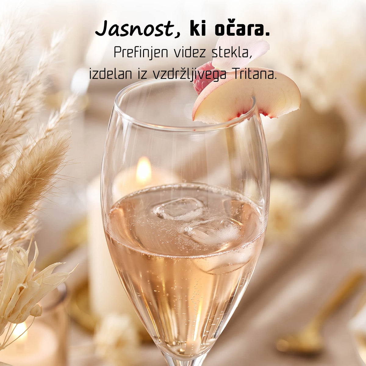 Transparenten Tritan kozarec za penino s prefinjenim videzom stekla